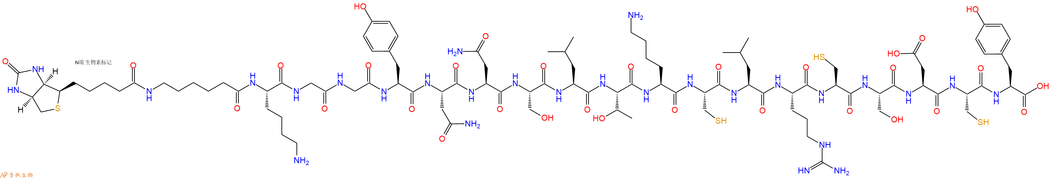 专肽生物产品Biotinyl-Ahx-Lys-Gly-Gly-Tyr-Asn-Asn-Ser-Leu-Thr-Lys-Cys-Leu-Arg-Cys-Ser-Asp-Cys-Tyr-OH