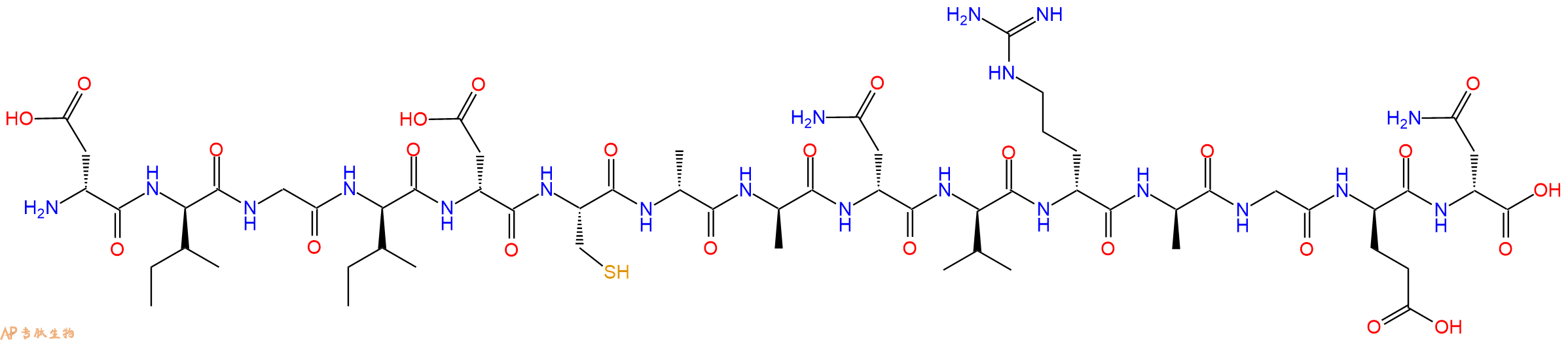 专肽生物产品H2N-DAsp-DIle-Gly-DIle-DAsp-Cys-DAla-DAla-DAsn-DVal-DArg-DAla-Gly-DGlu-DAsn-OH