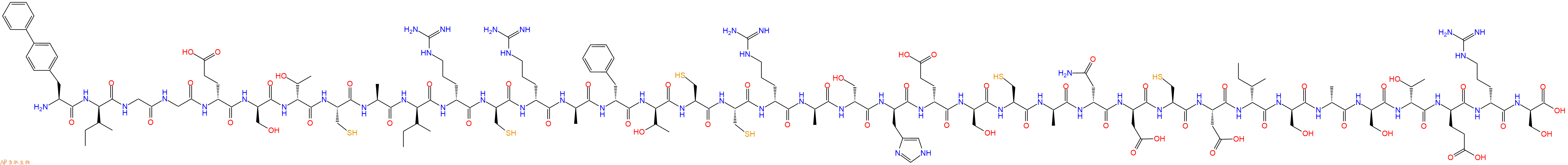 专肽生物产品H2N-Bip-DIle-Gly-Gly-DGlu-DSer-DThr-Cys-Ala-DIle-DArg-DCys-DArg-DAla-DPhe-DThr-Cys-Cys-DArg-DAla-DSer-DHis-DGlu-DSer-Cys-DAla-DAsn-DAsp-Cys-Asp-DIle-DSer-DAla-DSer-DThr-DGlu-DArg-DSer-OH