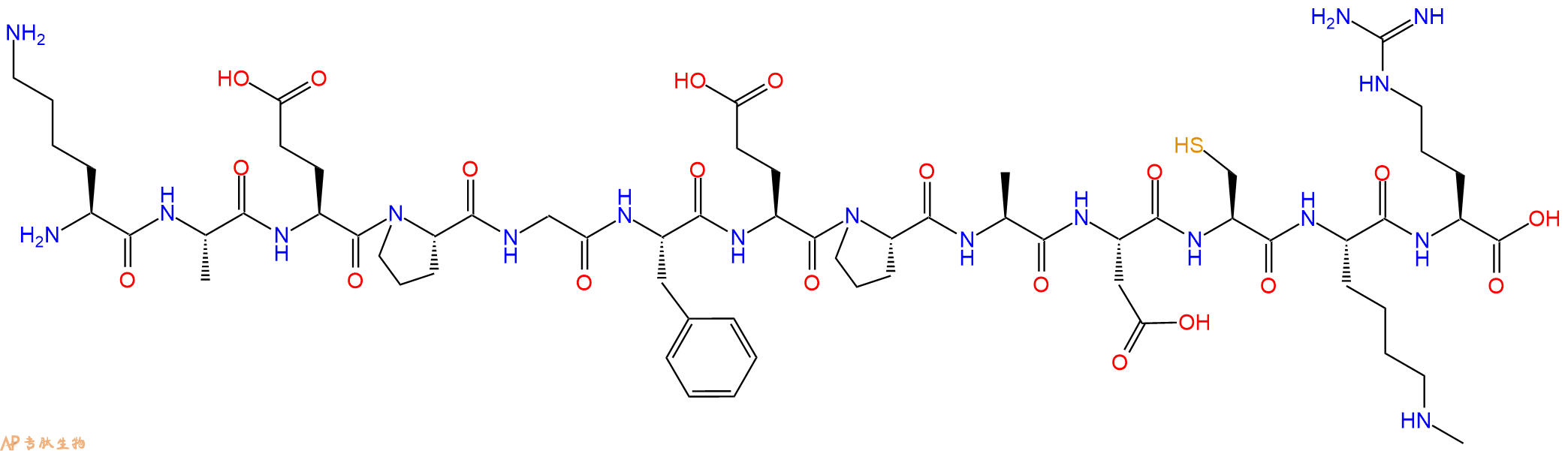 专肽生物产品H2N-Lys-Ala-Glu-Pro-Gly-Phe-Glu-Pro-Ala-Asp-Cys-Lys(Me)-Arg-OH