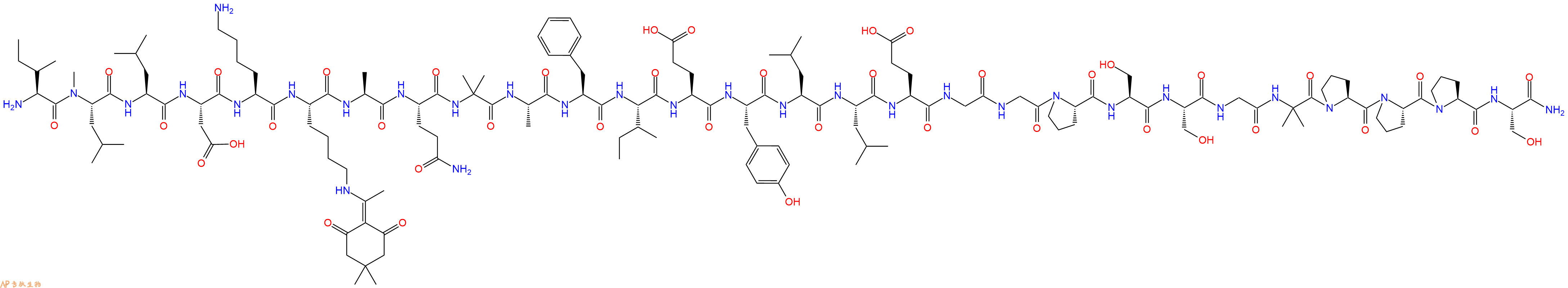 专肽生物产品H2N-Ile-(NMe)Leu-Leu-Asp-Lys-Lys(Dde)-Ala-Gln-Aib-Ala-Phe-Ile-Glu-Tyr-Leu-Leu-Glu-Gly-Gly-Pro-Ser-Ser-Gly-Aib-Pro-Pro-Pro-Ser-CONH2