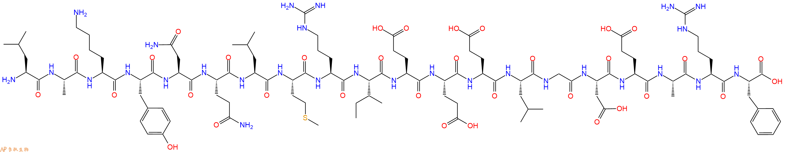 专肽生物产品H2N-Leu-Ala-Lys-Tyr-Asn-Gln-Leu-Met-Arg-Ile-Glu-Glu-Glu-Leu-Gly-Asp-Glu-Ala-Arg-Phe-OH