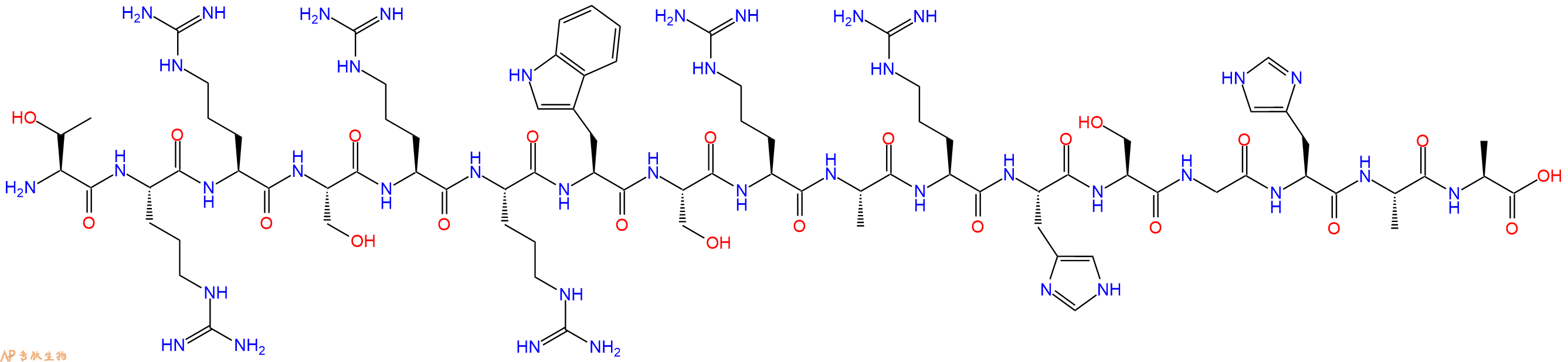 专肽生物产品H2N-Thr-Arg-Arg-Ser-Arg-Arg-Trp-Ser-Arg-Ala-Arg-His-Ser-Gly-His-Ala-Ala-OH