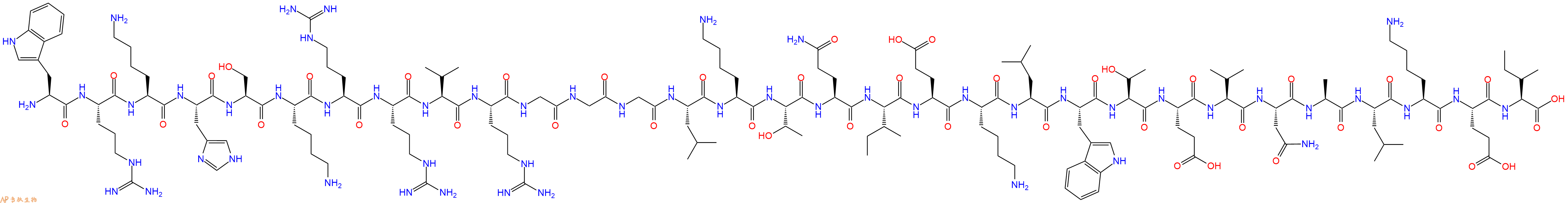 专肽生物产品H2N-Trp-Arg-Lys-His-Ser-Lys-Arg-Arg-Val-Arg-Gly-Gly-Gly-Leu-Lys-Thr-Gln-Ile-Glu-Lys-Leu-Trp-Thr-Glu-Val-Asn-Ala-Leu-Lys-Glu-Ile-OH
