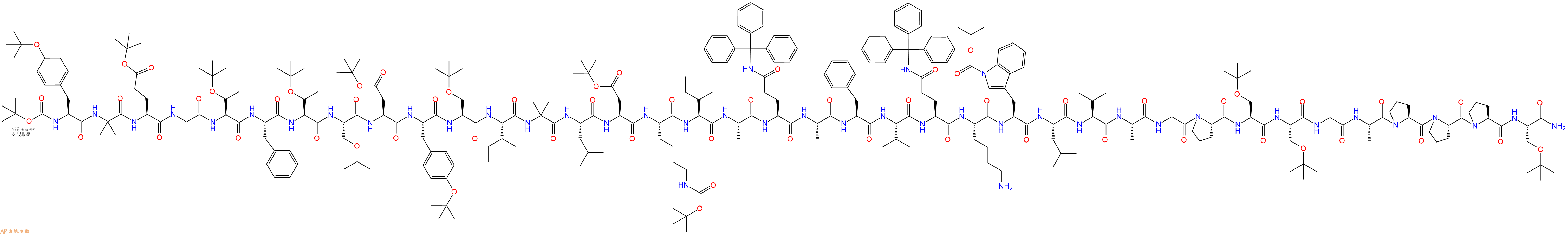 专肽生物产品Boc-Tyr(tBu)-Aib-Glu(OtBu)-Gly-Thr(tBu)-Phe-Thr(tBu)-Ser(tBu)-Asp(OtBu)-Tyr(tBu)-Ser(tBu)-Ile-Aib-Leu-Asp(OtBu)-Lys(Boc)-Ile-Ala-Gln(Trt)-Ala-Phe-Val-Gln(Trt)-Lys-Trp(Boc)-Leu-Ile-Ala-Gly-Pro-Ser(tBu)-Ser(tBu)-Gly-Ala-Pro-Pro-Pro-Ser(tBu)-CONH2