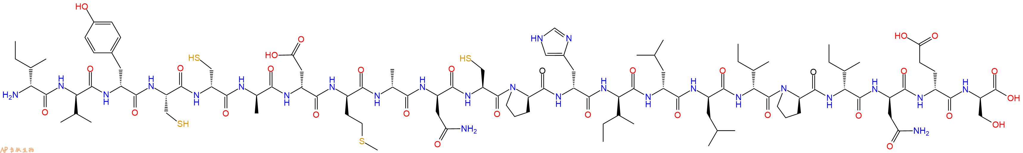 专肽生物产品H2N-DIle-DVal-DTyr-Cys-DCys-DAla-DAsp-DMet-DAla-DAsn-Cys-DPro-DHis-DIle-DLeu-DLeu-DIle-DPro-DIle-DAsn-DGlu-DSer-OH
