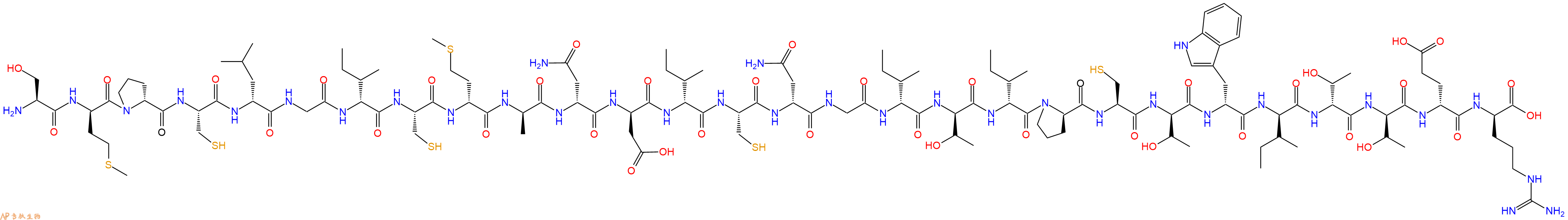 专肽生物产品H2N-Ser-DMet-DPro-Cys-DLeu-Gly-DIle-Cys-DMet-DAla-DAsn-DAsp-DIle-Cys-DAsn-Gly-DIle-DThr-DIle-DPro-Cys-DThr-DTrp-DIle-DThr-DThr-DGlu-DArg-OH