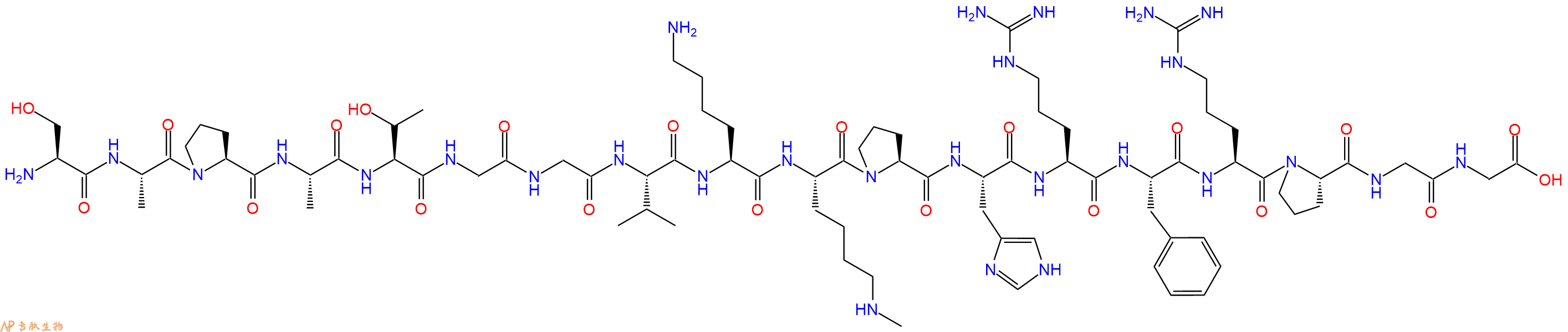 专肽生物产品H2N-Ser-Ala-Pro-Ala-Thr-Gly-Gly-Val-Lys-Lys(Me)-Pro-His-Arg-Phe-Arg-Pro-Gly-Gly-OH