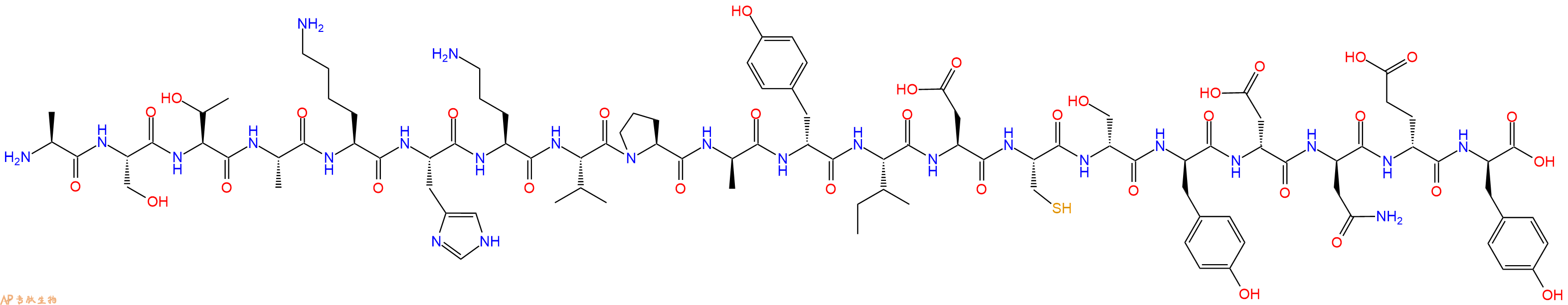 专肽生物产品H2N-Ala-Ser-Thr-Ala-Lys-His-Orn-Val-Pro-DAla-DTyr-Ile-Asp-Cys-DSer-DTyr-DAsp-DAsn-DGlu-DTyr-OH