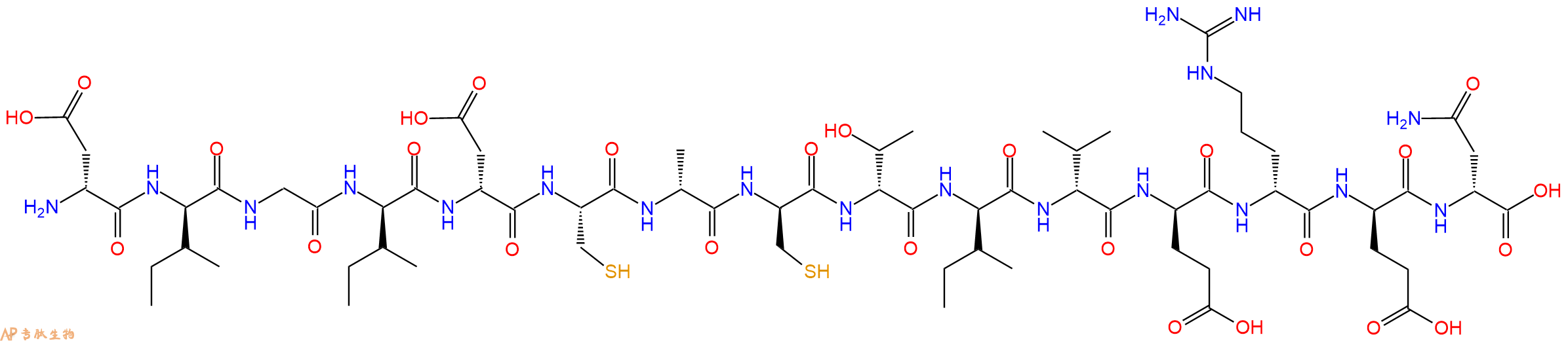 专肽生物产品H2N-DAsp-DIle-Gly-DIle-DAsp-Cys-DAla-DCys-DThr-DIle-DVal-DGlu-DArg-DGlu-DAsn-OH