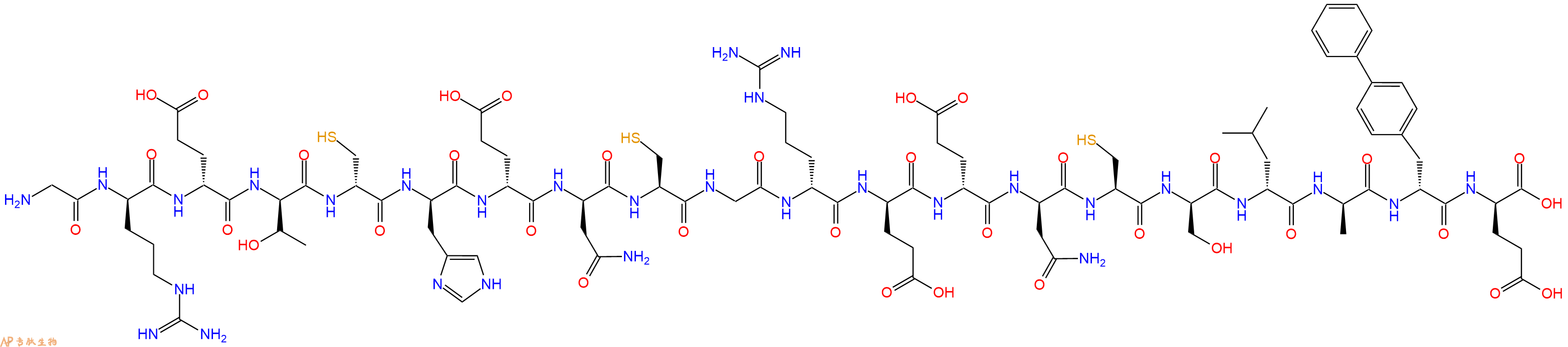 专肽生物产品H2N-Gly-DArg-DGlu-DThr-DCys-DHis-DGlu-DAsn-Cys-Gly-DArg-DGlu-DGlu-DAsn-Cys-DSer-DLeu-DAla-DBip-DGlu-OH