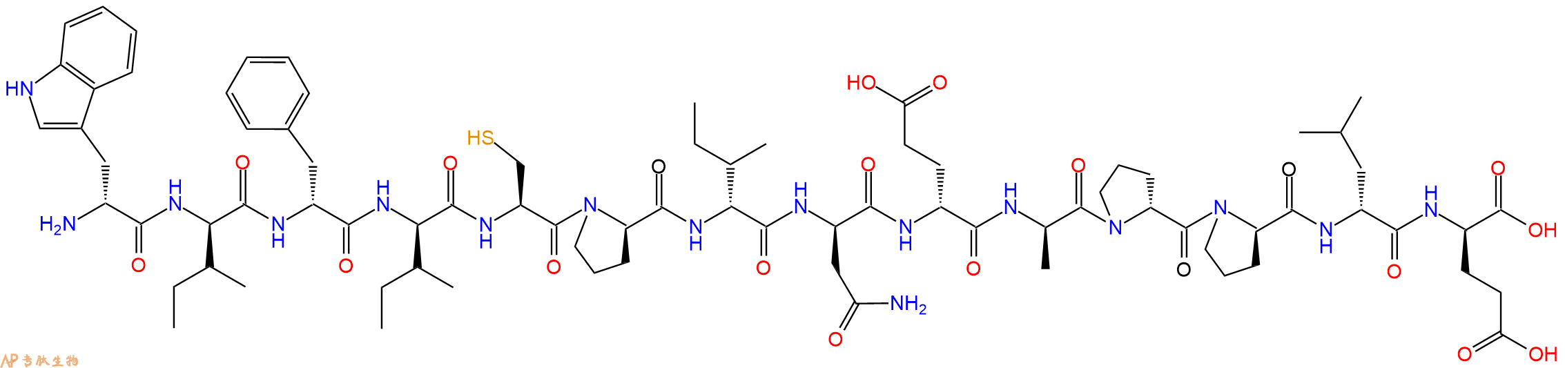 专肽生物产品H2N-DTrp-DIle-DPhe-DIle-Cys-DPro-DIle-DAsn-DGlu-DAla-DPro-DPro-DLeu-DGlu-OH