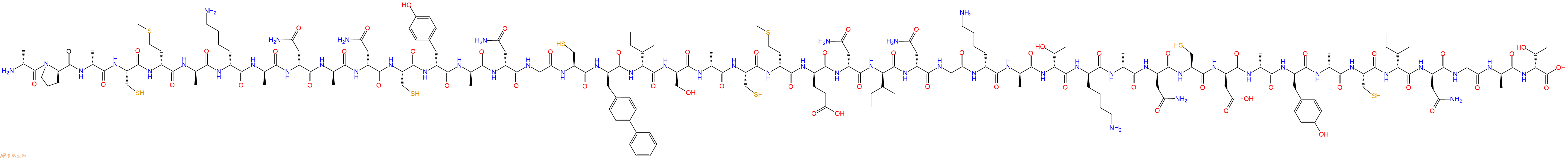 专肽生物产品H2N-DAla-DPro-DAla-Cys-DMet-DAla-DLys-DAla-DAsn-DAla-DAsn-Cys-DTyr-DAla-DAsn-Gly-Cys-DBip-DIle-DSer-DAla-Cys-DMet-DGlu-DAsn-DIle-DAsn-Gly-DLys-DAla-DThr-DLys-DAla-DAsn-Cys-DAsp-DAla-DTyr-DAla-Cys-DIle-DAsn-Gly-DAla-DThr-OH