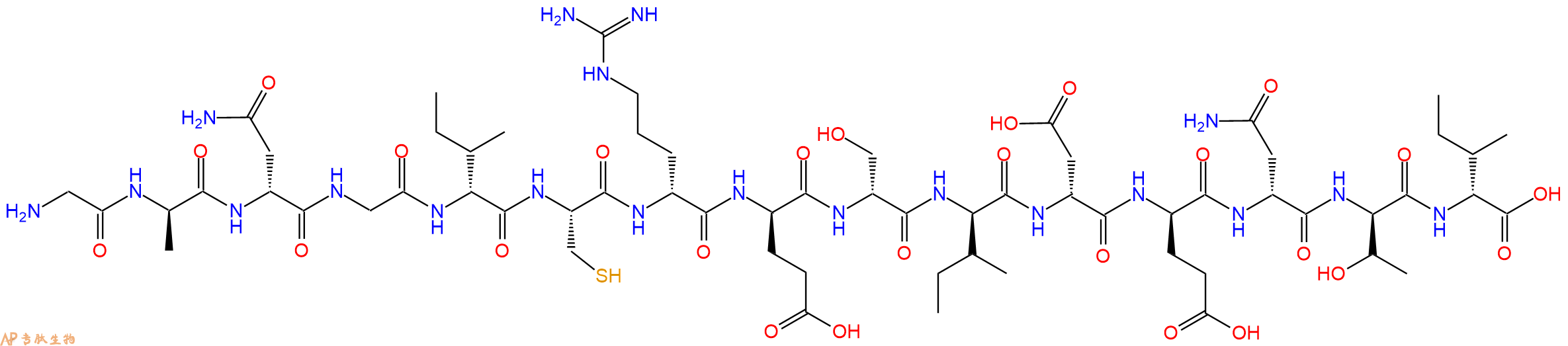 专肽生物产品H2N-Gly-DAla-DAsn-Gly-DIle-Cys-DArg-DGlu-DSer-DIle-DAsp-DGlu-DAsn-DThr-DIle-OH