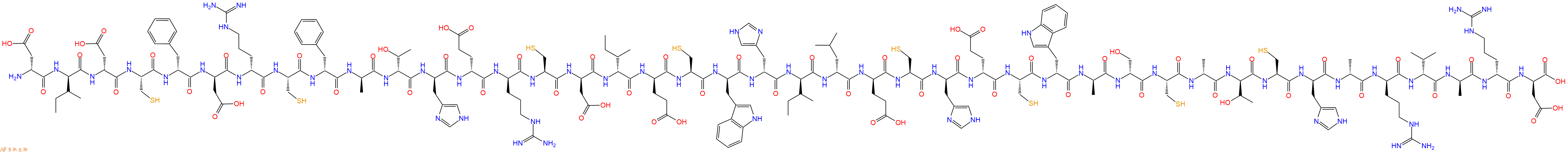 专肽生物产品H2N-DAsp-DIle-DAsp-Cys-DPhe-DAsp-DArg-Cys-DPhe-DAla-DThr-DHis-DGlu-DArg-Cys-DAsp-DIle-DGlu-Cys-DTrp-DHis-DIle-DLeu-DGlu-Cys-DHis-DGlu-Cys-DTrp-DAla-DSer-Cys-DAla-DThr-Cys-DHis-DAla-DArg-DVal-DAla-DArg-DAsp-OH