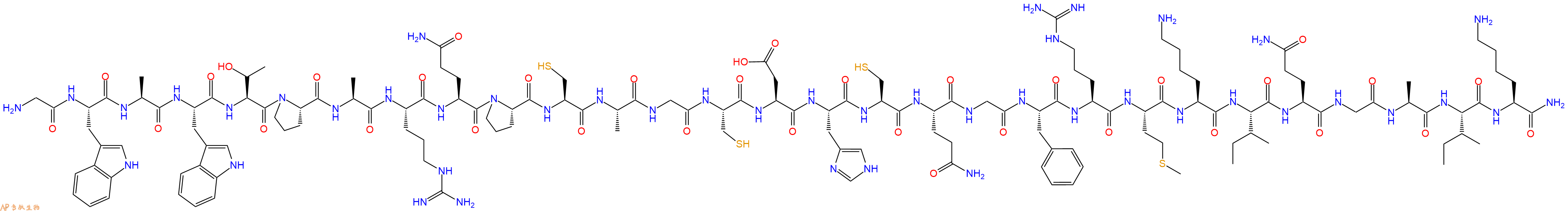专肽生物产品H2N-Gly-Trp-Ala-Trp-Thr-Pro-Ala-Arg-Gln-Pro-Cys-Ala-Gly-Cys-Asp-His-Cys-Gln-Gly-Phe-Arg-Met-Lys-Ile-Gln-Gly-Ala-Ile-Lys-CONH2