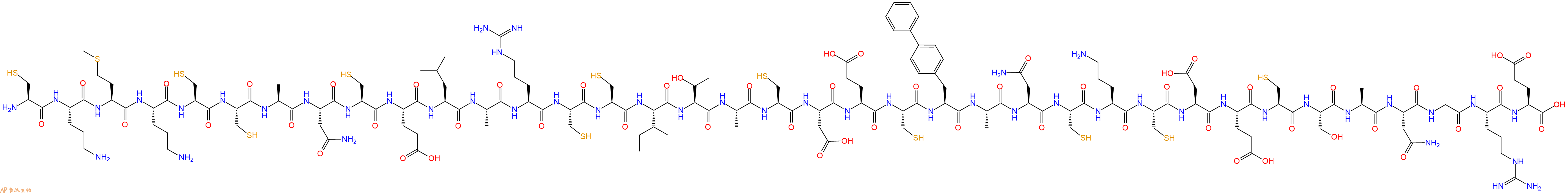 专肽生物产品H2N-Cys-Orn-Met-Orn-Cys-Cys-Ala-Asn-Cys-Glu-Leu-Ala-Arg-Cys-Cys-Ile-Thr-Ala-Cys-Asp-Glu-Cys-Bip-Ala-Asn-Cys-Orn-Cys-Asp-Glu-Cys-Ser-Ala-Asn-Gly-Arg-Glu-OH