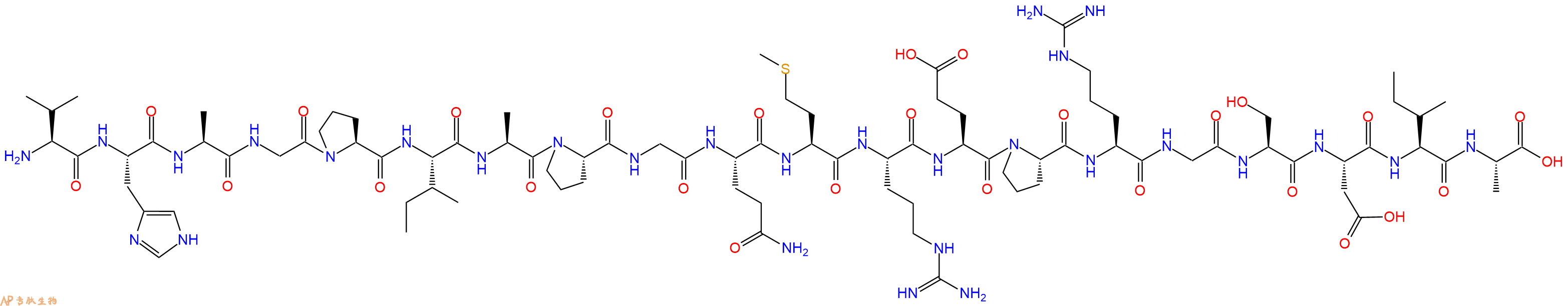 专肽生物产品H2N-Val-His-Ala-Gly-Pro-Ile-Ala-Pro-Gly-Gln-Met-Arg-Glu-Pro-Arg-Gly-Ser-Asp-Ile-Ala-OH