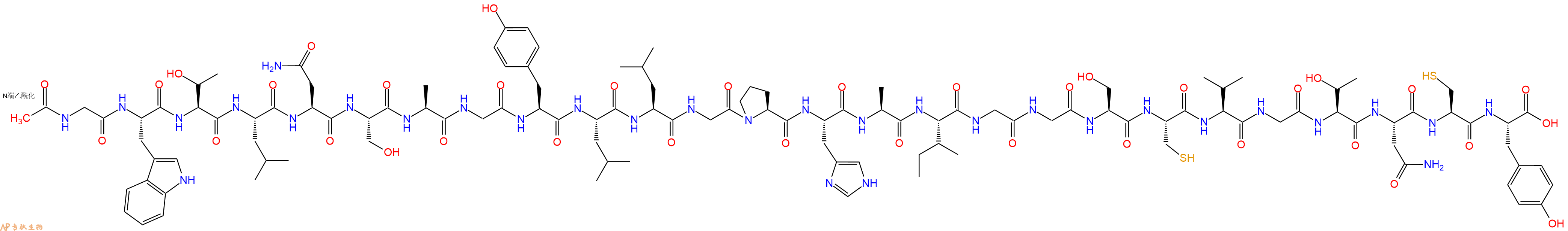 专肽生物产品Ac-Gly-Trp-Thr-Leu-Asn-Ser-Ala-Gly-Tyr-Leu-Leu-Gly-Pro-His-Ala-Ile-Gly-Gly-Ser-Cys-Val-Gly-Thr-Asn-Cys-Tyr-OH