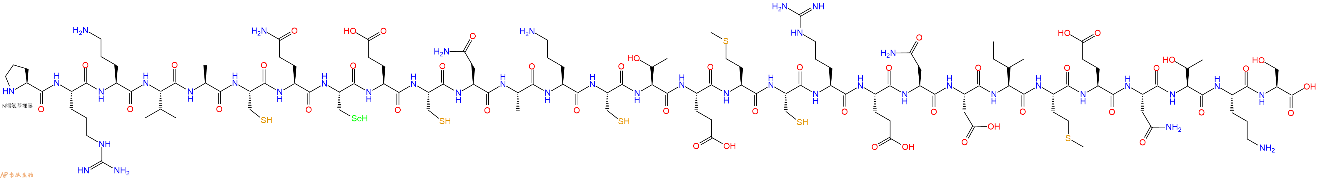 专肽生物产品H2N-Pro-Arg-Orn-Val-Ala-Cys-Gln-Sec-Glu-Cys-Asn-Ala-Orn-Cys-Thr-Glu-Met-Cys-Arg-Glu-Asn-Asp-Ile-Met-Glu-Asn-Thr-Orn-Ser-OH