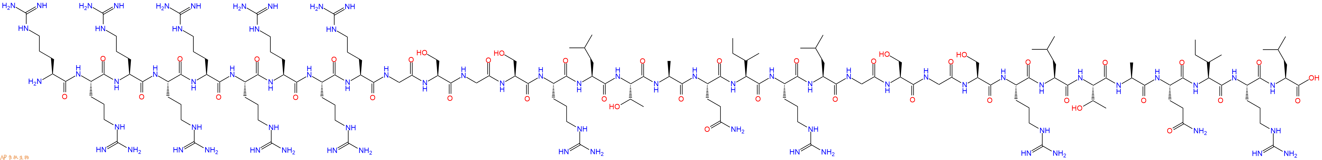 专肽生物产品H2N-Arg-Arg-Arg-Arg-Arg-Arg-Arg-Arg-Arg-Gly-Ser-Gly-Ser-Arg-Leu-Thr-Ala-Gln-Ile-Arg-Leu-Gly-Ser-Gly-Ser-Arg-Leu-Thr-Ala-Gln-Ile-Arg-Leu-OH
