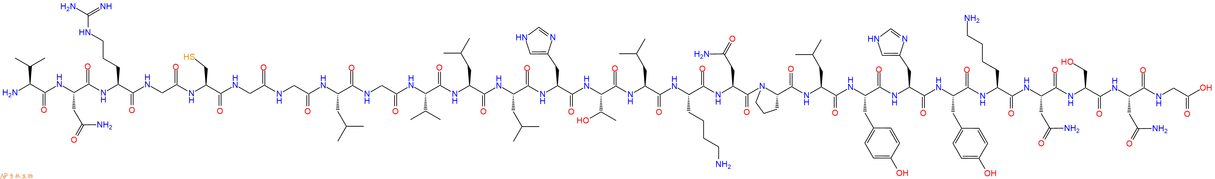 专肽生物产品H2N-Val-Asn-Arg-Gly-Cys-Gly-Gly-Leu-Gly-Val-Leu-Leu-His-Thr-Leu-Lys-Asn-Pro-Leu-Tyr-His-Tyr-Lys-Asn-Ser-Asn-Gly-OH