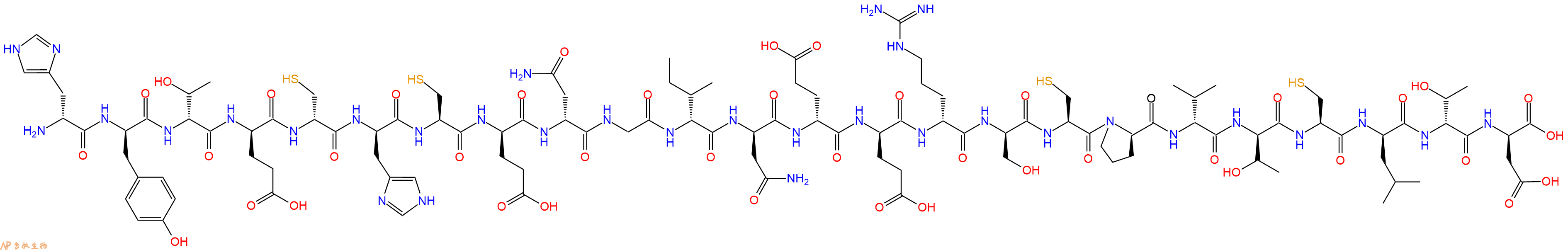专肽生物产品H2N-DHis-DTyr-DThr-DGlu-DCys-DHis-Cys-DGlu-DAsn-Gly-DIle-DAsn-DGlu-DGlu-DArg-DSer-Cys-DPro-DVal-DThr-Cys-DLeu-DThr-DAsp-OH