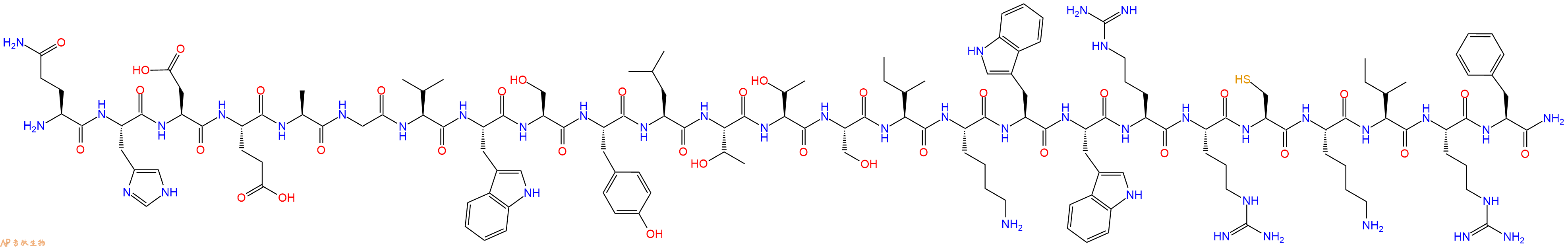 专肽生物产品H2N-Gln-His-Asp-Glu-Ala-Gly-Val-Trp-Ser-Tyr-Leu-Thr-Thr-Ser-Ile-Lys-Trp-Trp-Arg-Arg-Cys-Lys-Ile-Arg-Phe-CONH2