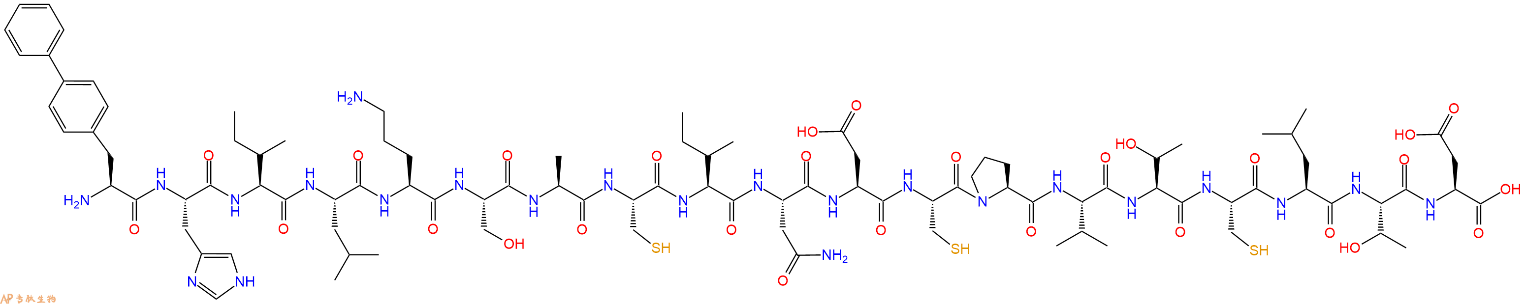 专肽生物产品H2N-Bip-His-Ile-Leu-Orn-Ser-Ala-Cys-Ile-Asn-Asp-Cys-Pro-Val-Thr-Cys-Leu-Thr-Asp-OH