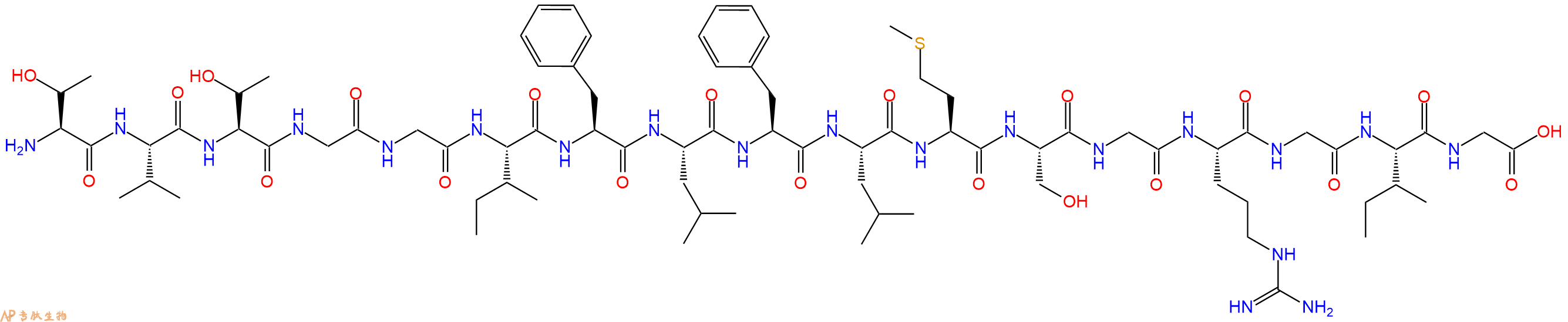 专肽生物产品H2N-Thr-Val-Thr-Gly-Gly-Ile-Phe-Leu-Phe-Leu-Met-Ser-Gly-Arg-Gly-Ile-Gly-OH