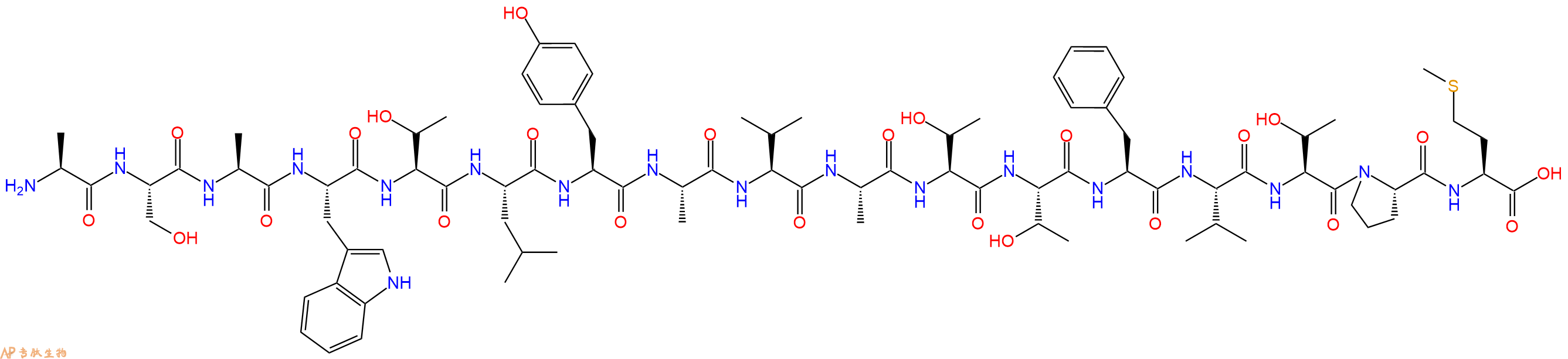 专肽生物产品H2N-Ala-Ser-Ala-Trp-Thr-Leu-Tyr-Ala-Val-Ala-Thr-Thr-Phe-Val-Thr-Pro-Met-OH