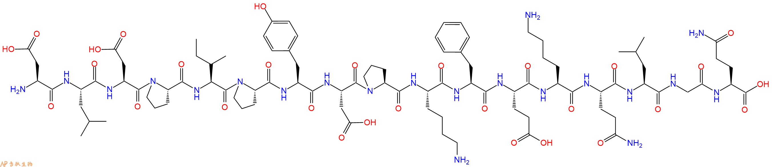 专肽生物产品H2N-Asp-Leu-Asp-Pro-Ile-Pro-Tyr-Asp-Pro-Lys-Phe-Glu-Lys-Gln-Leu-Gly-Gln-OH
