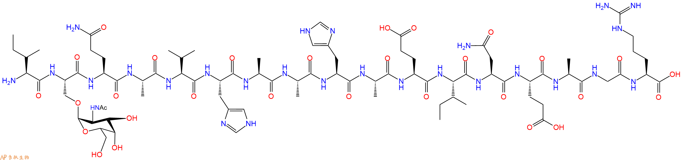 专肽生物产品H2N-Ile-Ser(GalNAc)-Gln-Ala-Val-His-Ala-Ala-His-Ala-Glu-Ile-Asn-Glu-Ala-Gly-Arg-OH