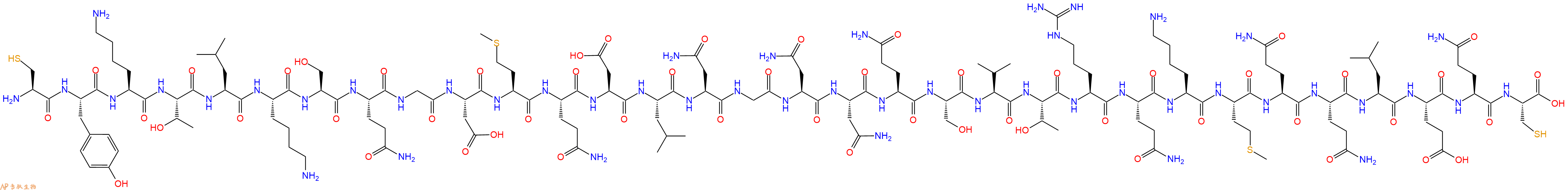 专肽生物产品H2N-Cys-Tyr-Lys-Thr-Leu-Lys-Ser-Gln-Gly-Asp-Met-Gln-Asp-Leu-Asn-Gly-Asn-Asn-Gln-Ser-Val-Thr-Arg-Gln-Lys-Met-Gln-Gln-Leu-Glu-Gln-Cys-OH