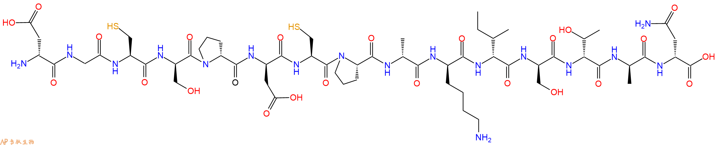 专肽生物产品H2N-DAsp-Gly-Cys-DSer-DPro-DAsp-Cys-Pro-DAla-DLys-DIle-DSer-DThr-DAla-DAsn-OH
