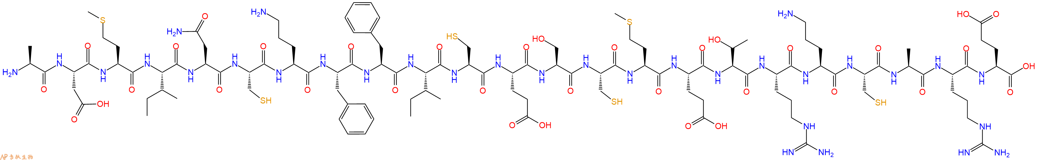 专肽生物产品H2N-Ala-Asp-Met-Ile-Asn-Cys-Orn-Phe-Phe-Ile-Cys-Glu-Ser-Cys-Met-Glu-Thr-Arg-Orn-Cys-Ala-Arg-Glu-OH