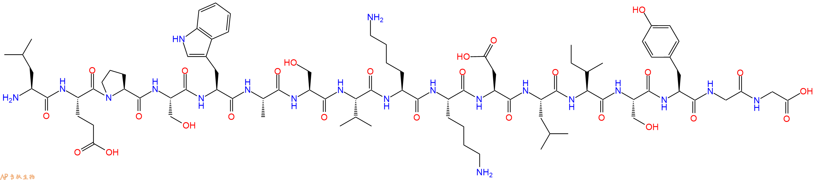 专肽生物产品H2N-Leu-Glu-Pro-Ser-Trp-Ala-Ser-Val-Lys-Lys-Asp-Leu-Ile-Ser-Tyr-Gly-Gly-OH