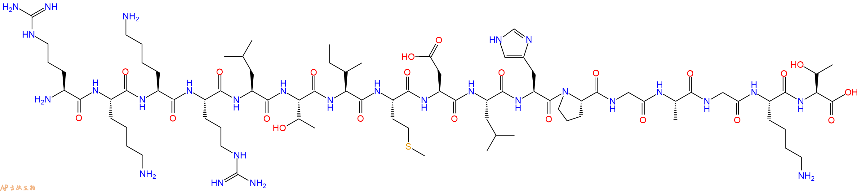 专肽生物产品H2N-Arg-Lys-Lys-Arg-Leu-Thr-Ile-Met-Asp-Leu-His-Pro-Gly-Ala-Gly-Lys-Thr-OH