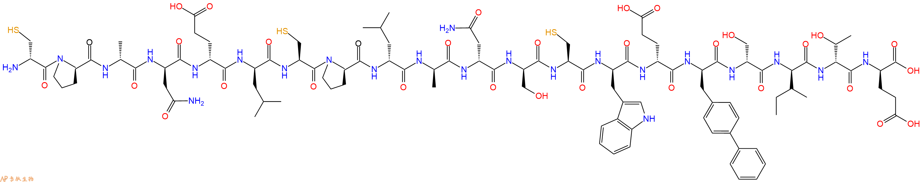 专肽生物产品H2N-DCys-DPro-DAla-DAsn-DGlu-DLeu-Cys-DPro-DLeu-DAla-DAsn-DSer-Cys-DTrp-DGlu-DBip-DSer-DIle-DThr-DGlu-OH