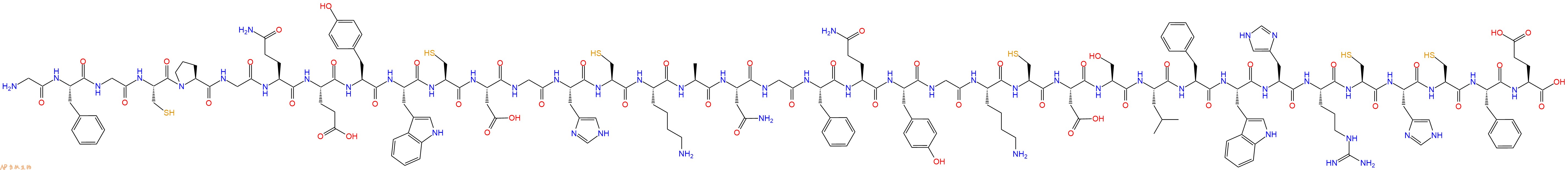 专肽生物产品H2N-Gly-Phe-Gly-Cys-Pro-Gly-Gln-Glu-Tyr-Trp-Cys-Asp-Gly-His-Cys-Lys-Ala-Asn-Gly-Phe-Gln-Tyr-Gly-Lys-Cys-Asp-Ser-Leu-Phe-Trp-His-Arg-Cys-His-Cys-Phe-Glu-OH