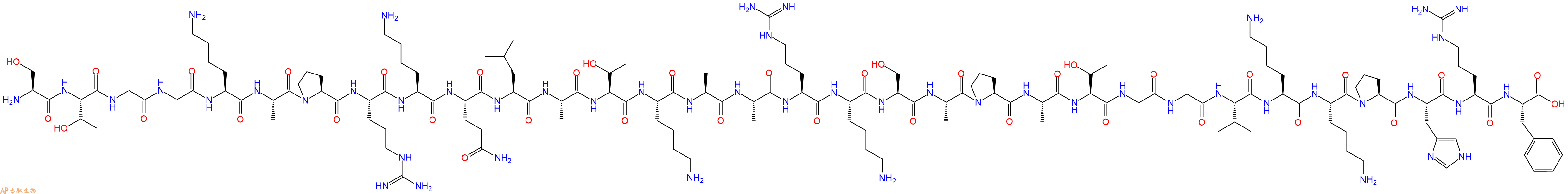 专肽生物产品H2N-Ser-Thr-Gly-Gly-Lys-Ala-Pro-Arg-Lys-Gln-Leu-Ala-Thr-Lys-Ala-Ala-Arg-Lys-Ser-Ala-Pro-Ala-Thr-Gly-Gly-Val-Lys-Lys-Pro-His-Arg-Phe-OH
