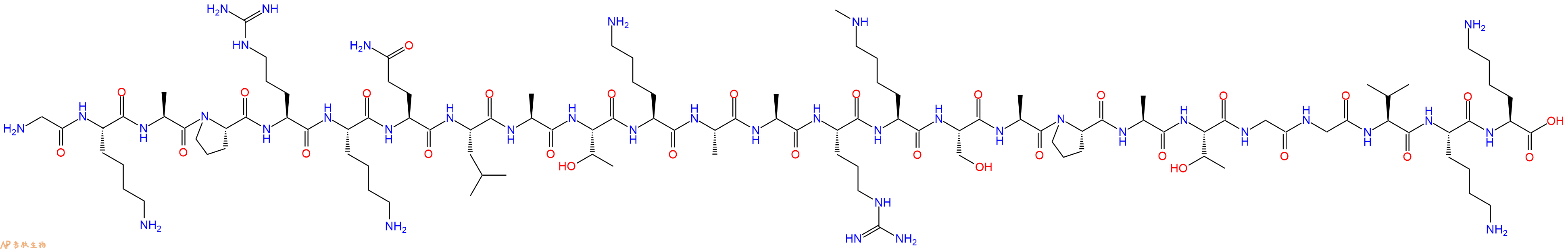 专肽生物产品H2N-Gly-Lys-Ala-Pro-Arg-Lys-Gln-Leu-Ala-Thr-Lys-Ala-Ala-Arg-Lys(Me)-Ser-Ala-Pro-Ala-Thr-Gly-Gly-Val-Lys-Lys-OH