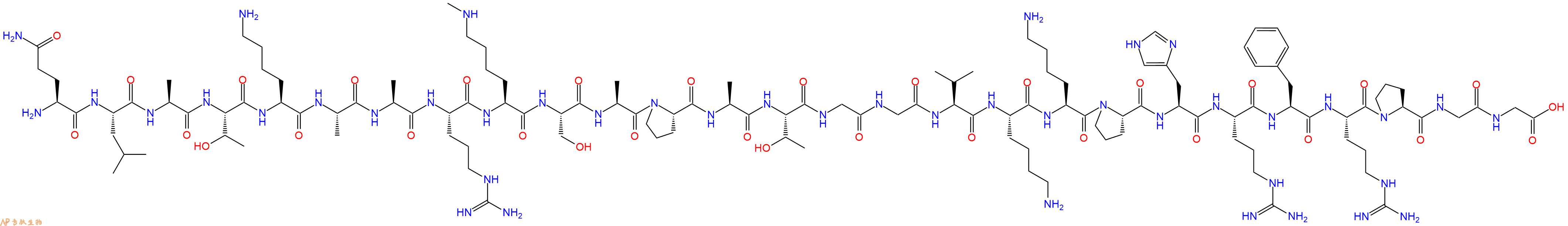 专肽生物产品H2N-Gln-Leu-Ala-Thr-Lys-Ala-Ala-Arg-Lys(Me)-Ser-Ala-Pro-Ala-Thr-Gly-Gly-Val-Lys-Lys-Pro-His-Arg-Phe-Arg-Pro-Gly-Gly-OH