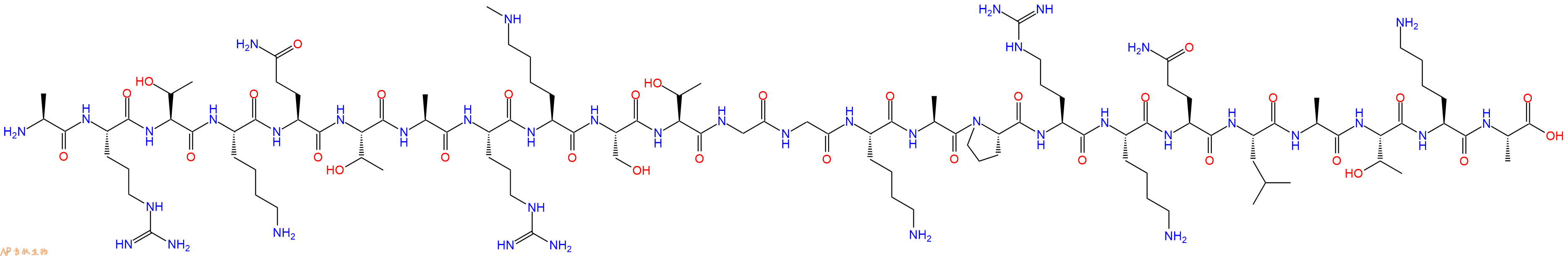 专肽生物产品H2N-Ala-Arg-Thr-Lys-Gln-Thr-Ala-Arg-Lys(Me)-Ser-Thr-Gly-Gly-Lys-Ala-Pro-Arg-Lys-Gln-Leu-Ala-Thr-Lys-Ala-OH