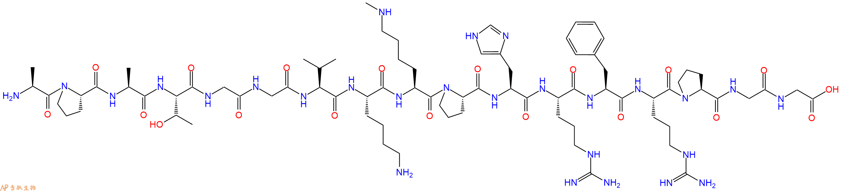 专肽生物产品H2N-Ala-Pro-Ala-Thr-Gly-Gly-Val-Lys-Lys(Me)-Pro-His-Arg-Phe-Arg-Pro-Gly-Gly-OH