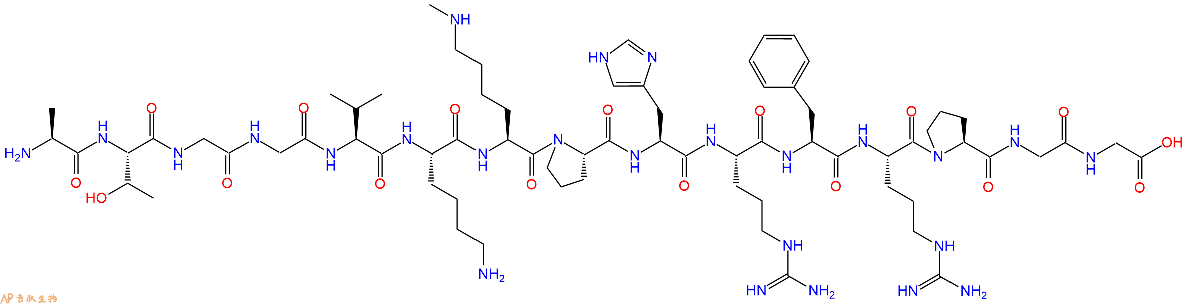 专肽生物产品H2N-Ala-Thr-Gly-Gly-Val-Lys-Lys(Me)-Pro-His-Arg-Phe-Arg-Pro-Gly-Gly-OH