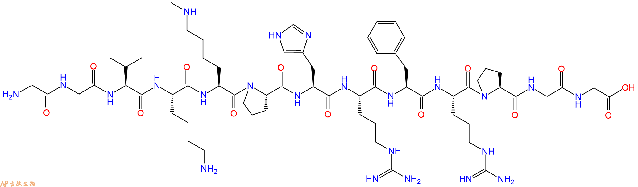 专肽生物产品H2N-Gly-Gly-Val-Lys-Lys(Me)-Pro-His-Arg-Phe-Arg-Pro-Gly-Gly-OH