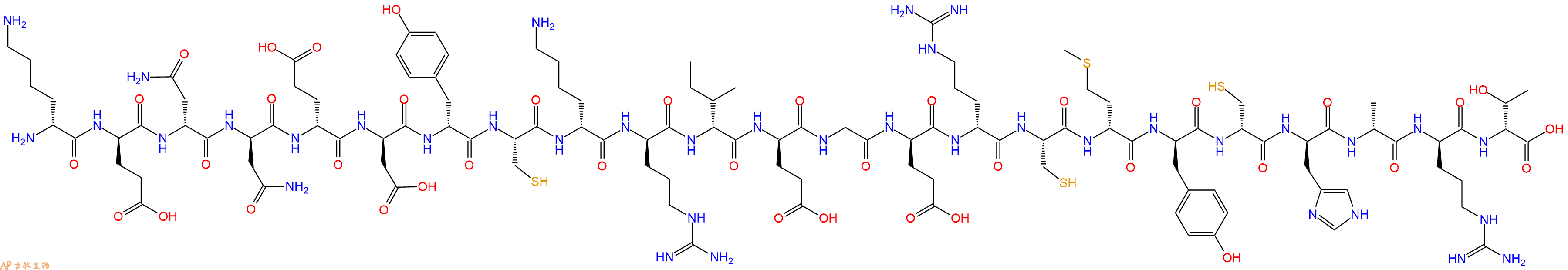 专肽生物产品H2N-DLys-DGlu-DAsn-DAsn-DGlu-DAsp-DTyr-Cys-DLys-DArg-DIle-DGlu-Gly-DGlu-DArg-Cys-DMet-DTyr-DCys-DHis-DAla-DArg-DThr-OH