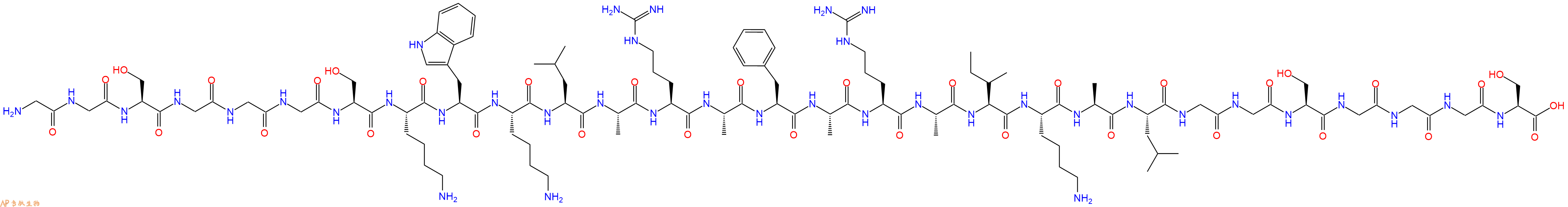 专肽生物产品H2N-Gly-Gly-Ser-Gly-Gly-Gly-Ser-Lys-Trp-Lys-Leu-Ala-Arg-Ala-Phe-Ala-Arg-Ala-Ile-Lys-Ala-Leu-Gly-Gly-Ser-Gly-Gly-Gly-Ser-OH