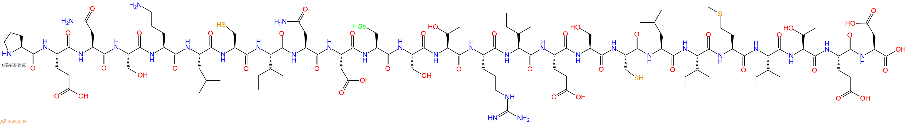 专肽生物产品H2N-Pro-Glu-Asn-Ser-Orn-Leu-Cys-Ile-Asn-Asp-Sec-Ser-Thr-Arg-Ile-Glu-Ser-Cys-Leu-Ile-Met-Ile-Thr-Glu-Asp-OH